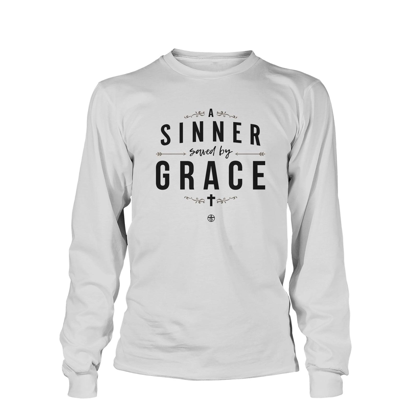 Our True God Apparel Long Sleeves / White / S A Sinner Saved By Grace Long Sleeve