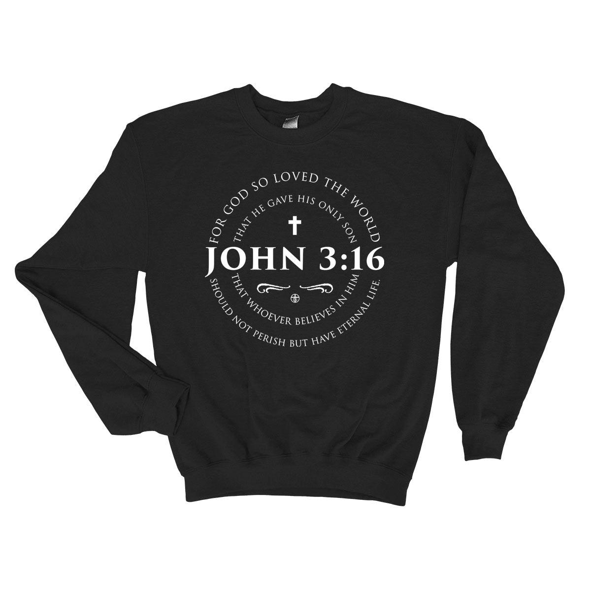 Our True God Apparel Sweatshirt / Black / S John 3:16 Long Sleeves