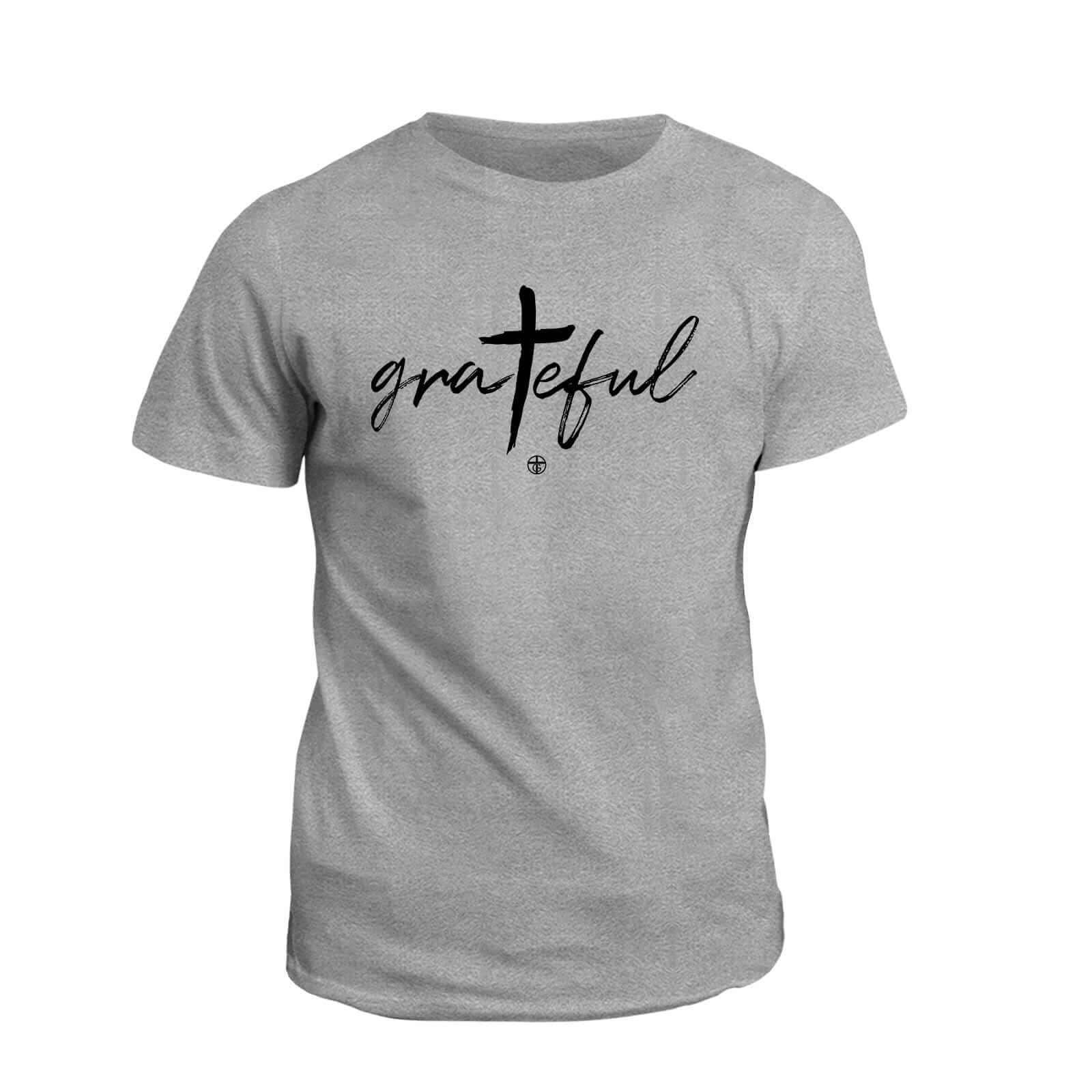 Our True God Apparel T-Shirt / Grey / S Grateful Cross T-Shirt