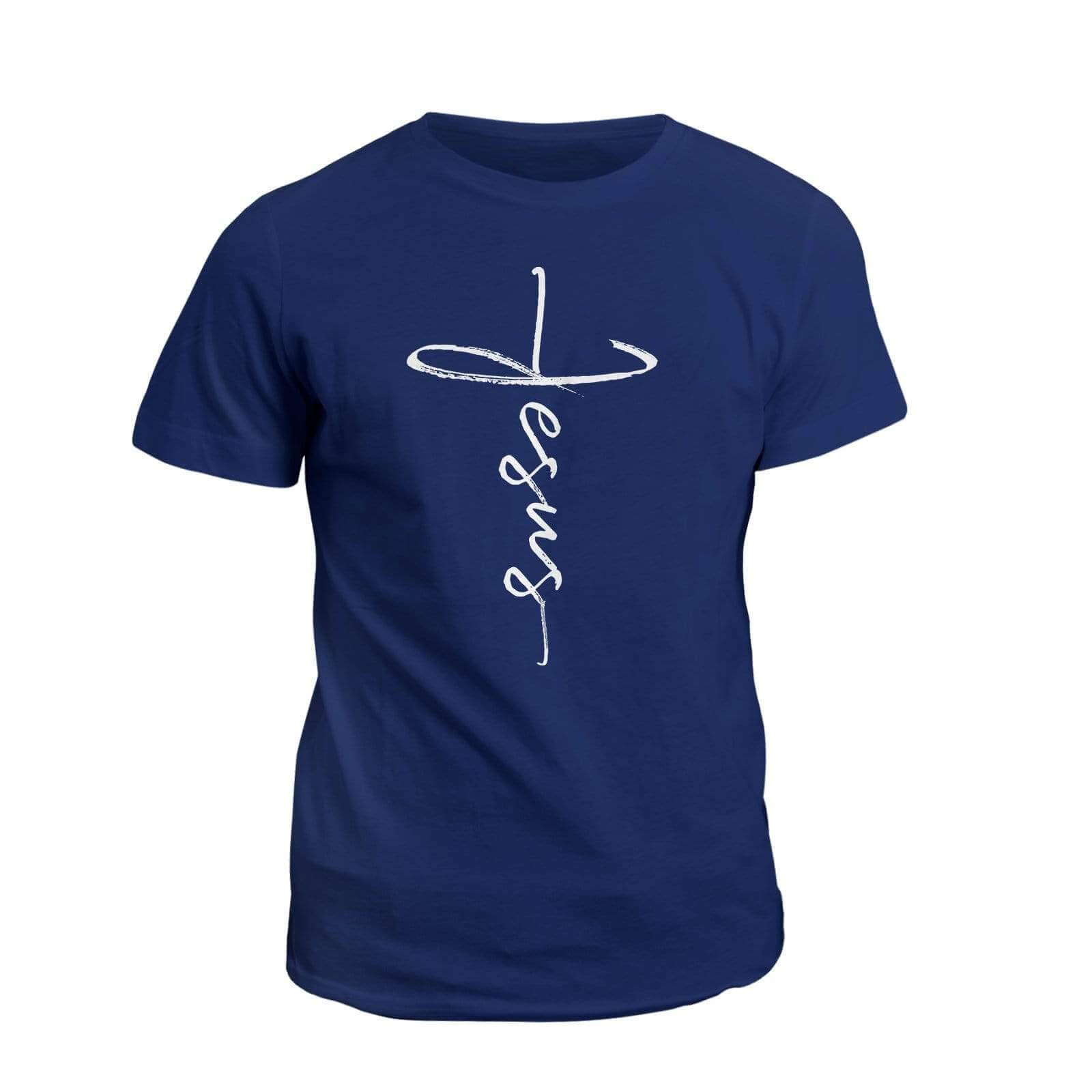 Our True God Apparel T-Shirt / Navy / S Jesus Cross