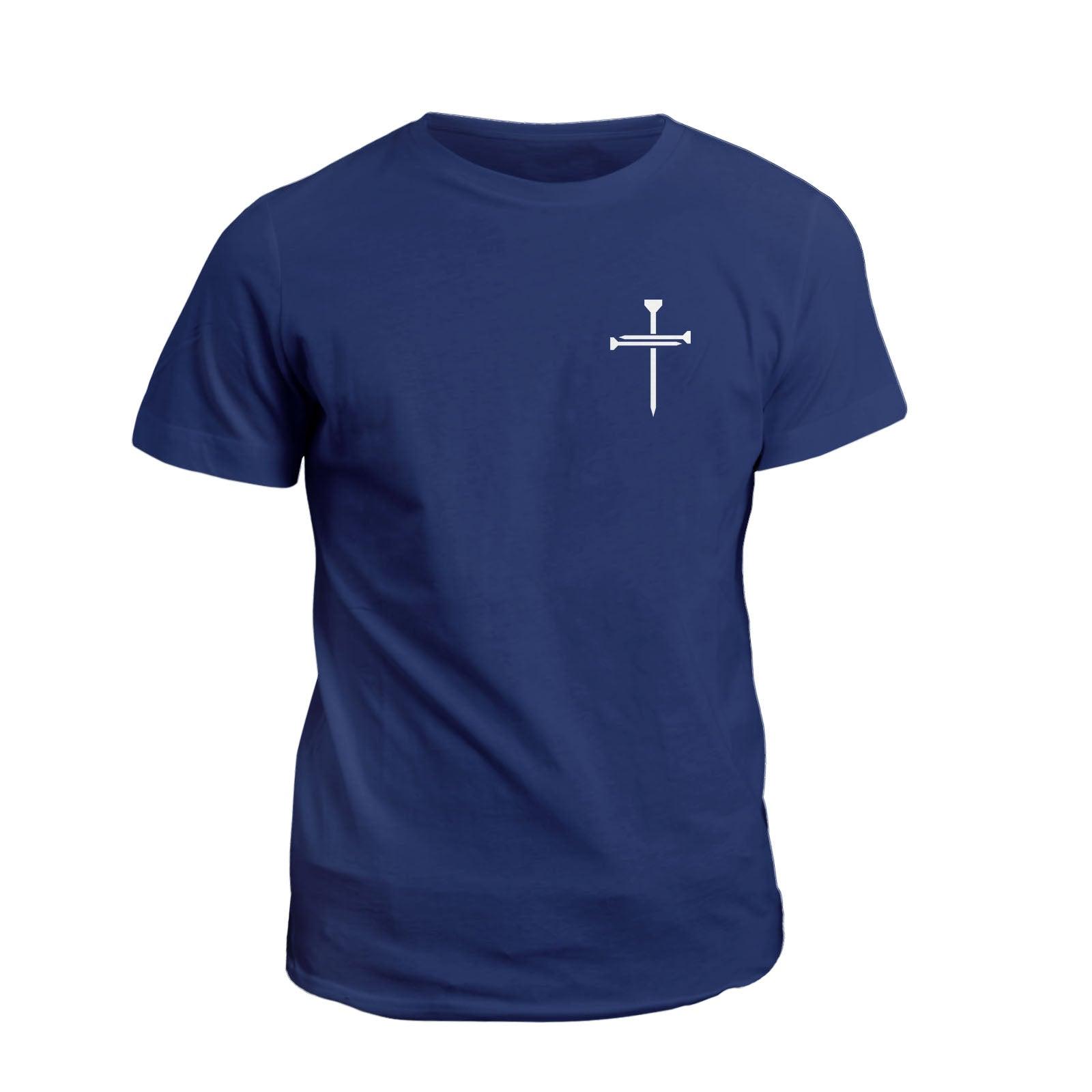 Our True God Apparel T-Shirt / Navy / S Nail Cross Left Chest