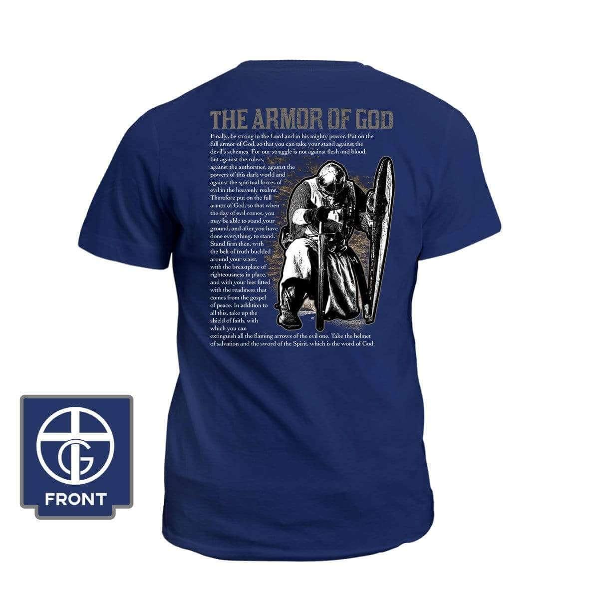 Our True God Apparel T-Shirt / Navy / S The Armor Of God (Back Print)