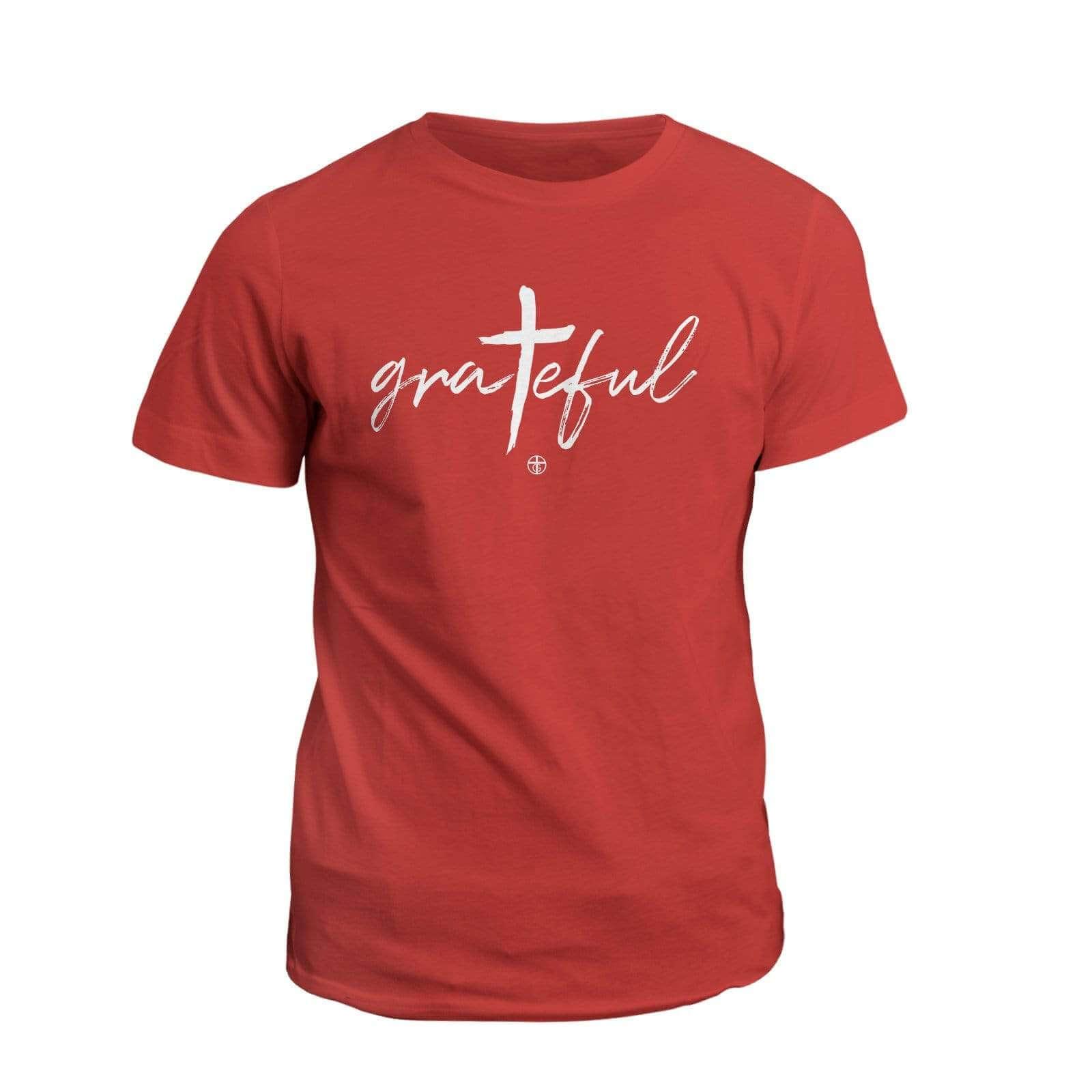 Our True God Apparel T-Shirt / Red / S Grateful Cross T-Shirt