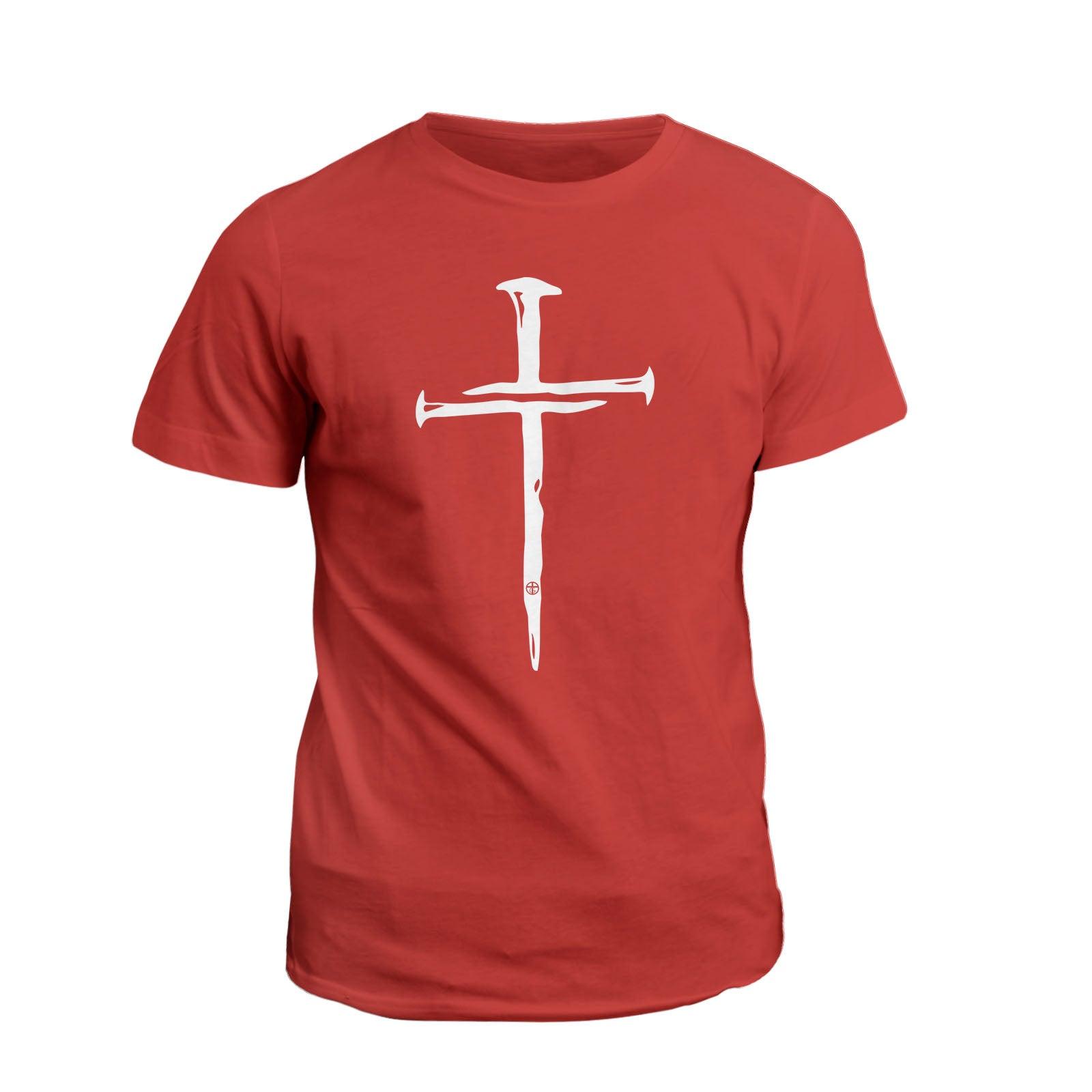 Our True God Apparel T-Shirt / Red / S Nail Cross Maroon