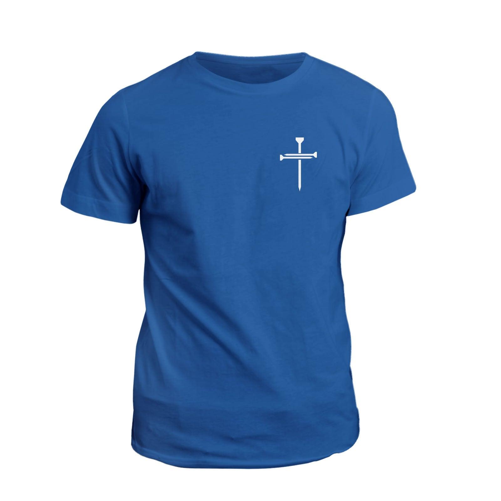 Our True God Apparel T-Shirt / Royal Blue / S Nail Cross Left Chest