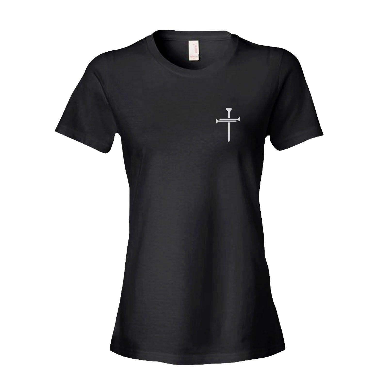 Our True God Apparel Women's Shirt / Black / S Nail Cross Left Chest