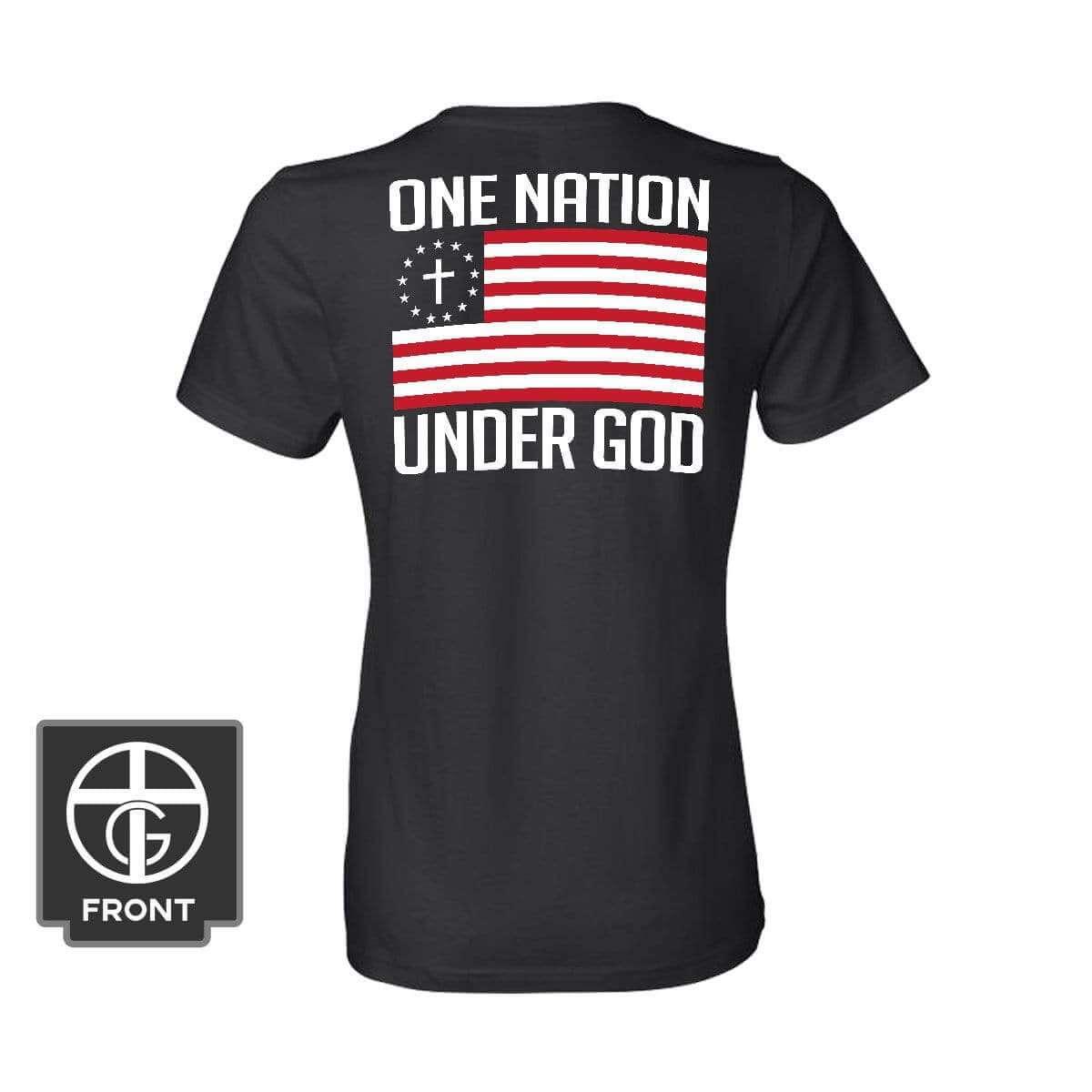 Our True God Apparel Women's Shirt / Black / S One Nation Under God (Back Print)