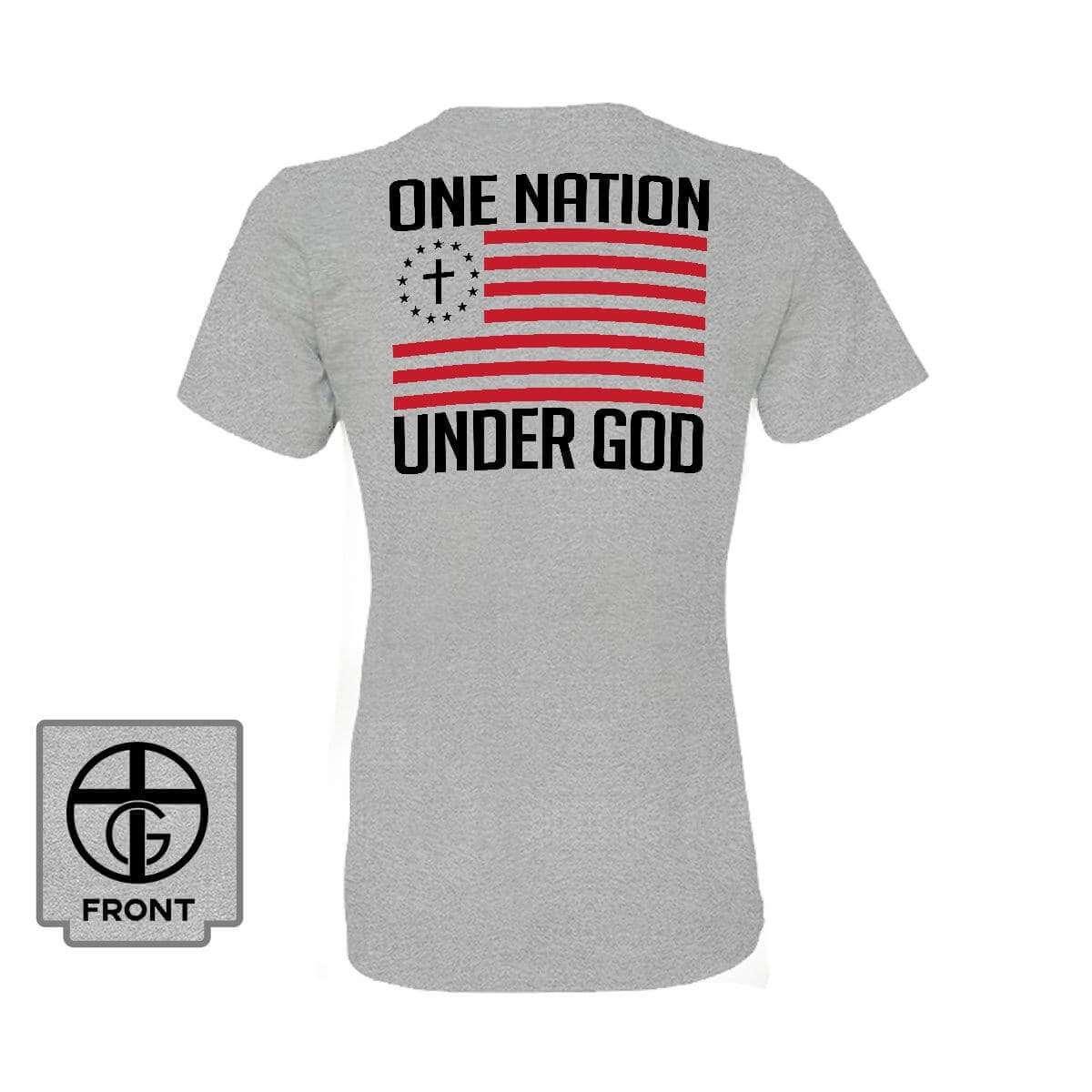 Our True God Apparel Women's Shirt / Grey / S One Nation Under God (Back Print)