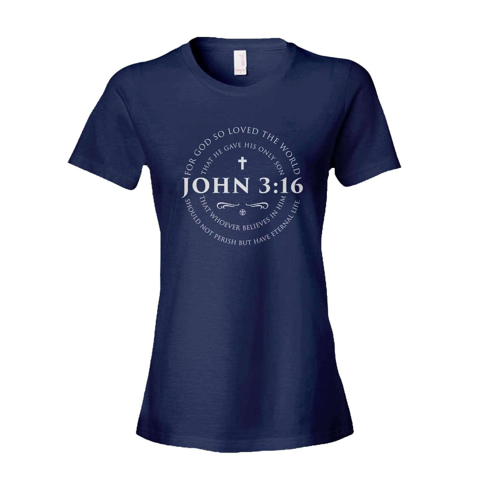 Our True God Apparel Women's Shirt / Navy / S John 3:16