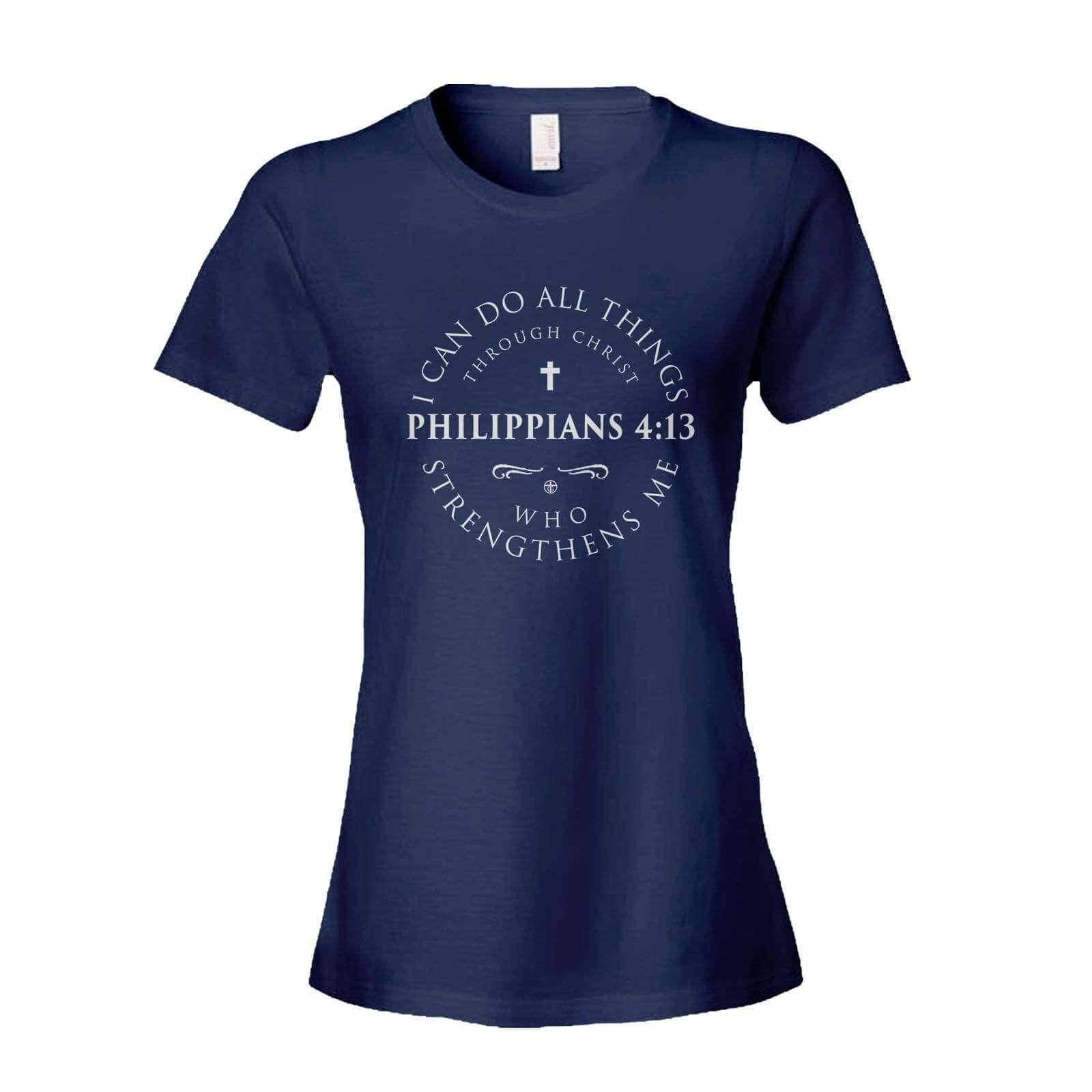 Our True God Apparel Women's Shirt / Navy / S Philippians 4:13