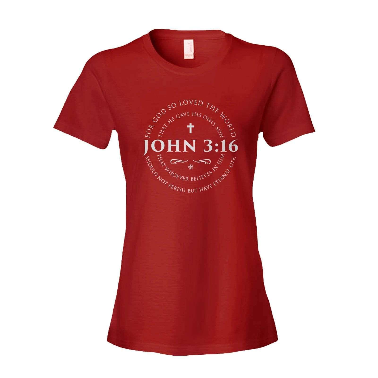 Our True God Apparel Women's Shirt / Red / S John 3:16