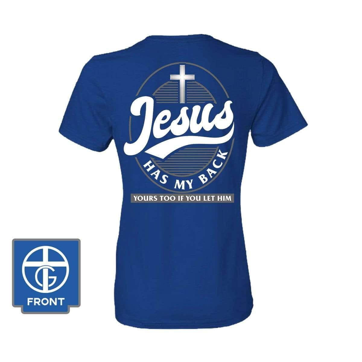 Our True God Apparel Women's Shirt / Royal Blue / S Jesus Has My Back (Back Print)