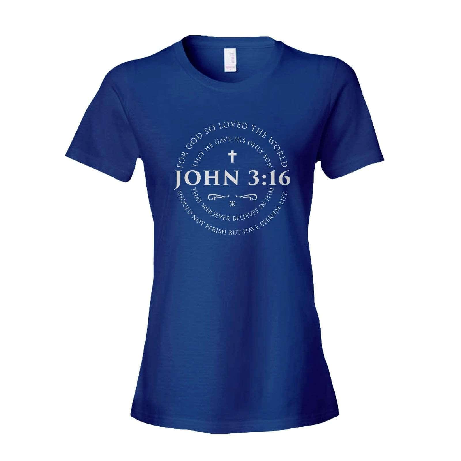 Our True God Apparel Women's Shirt / Royal Blue / S John 3:16