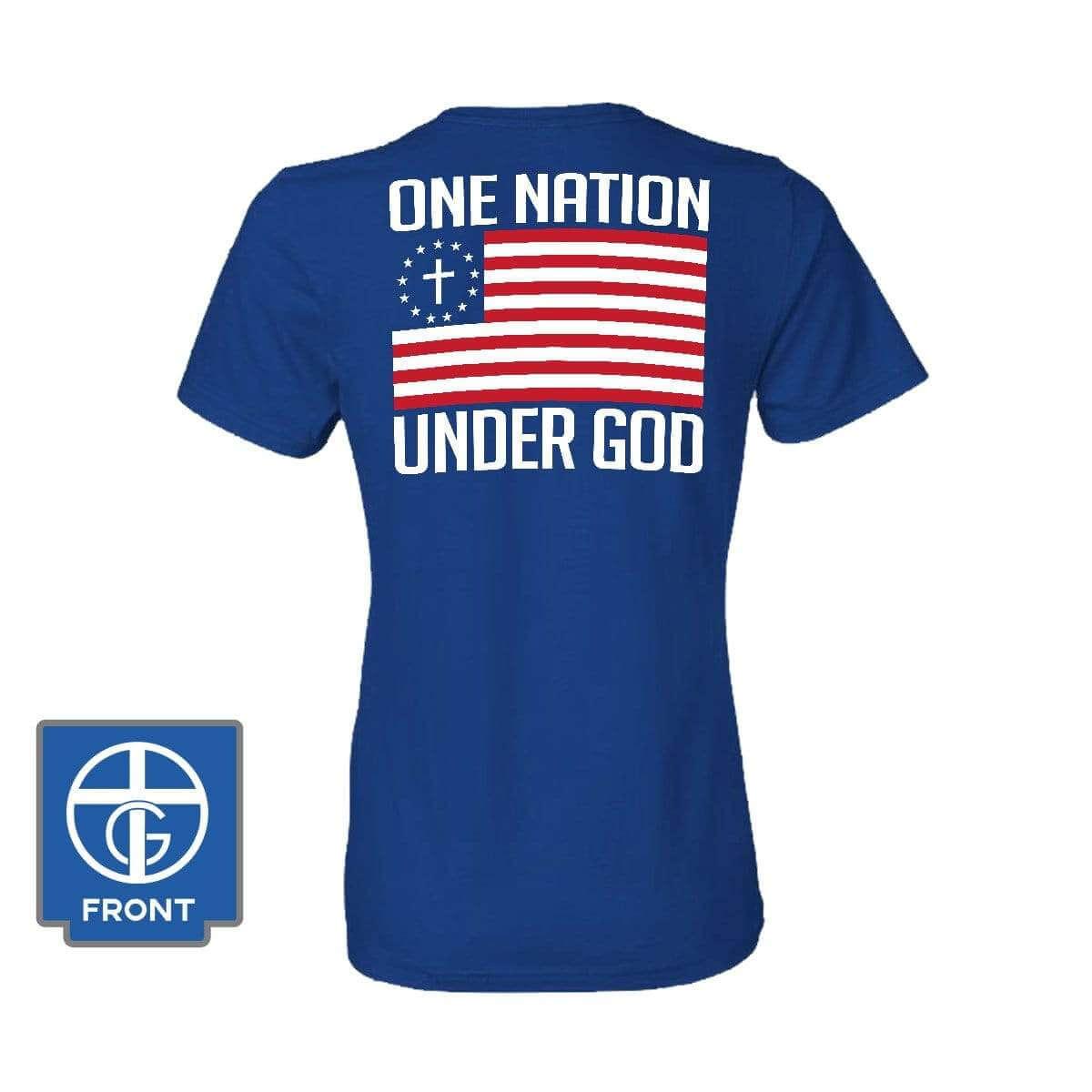 Our True God Apparel Women's Shirt / Royal Blue / S One Nation Under God (Back Print)