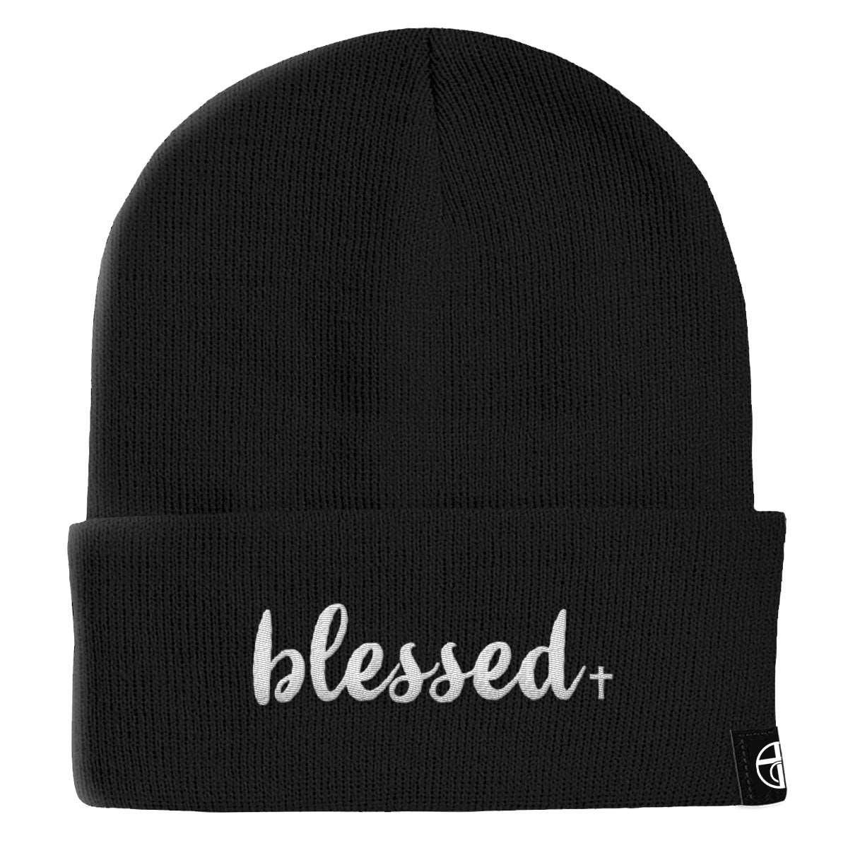 Our True God Hat Cuffed Beanies / Black / One Size Blessed Cross Beanies