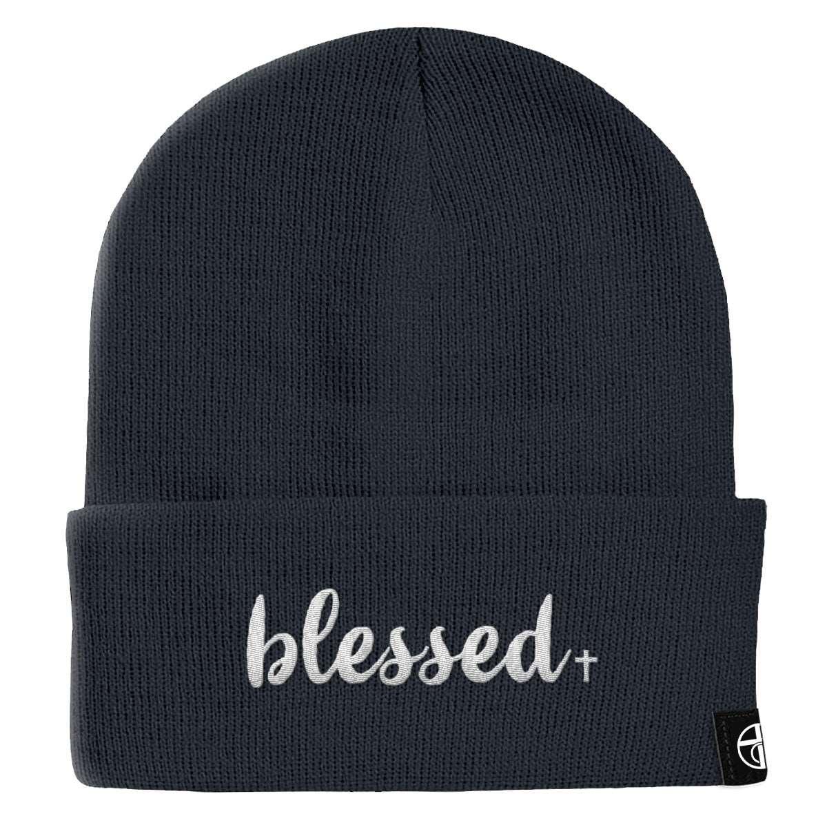 Our True God Hat Cuffed Beanies / Navy / One Size Blessed Cross Beanies