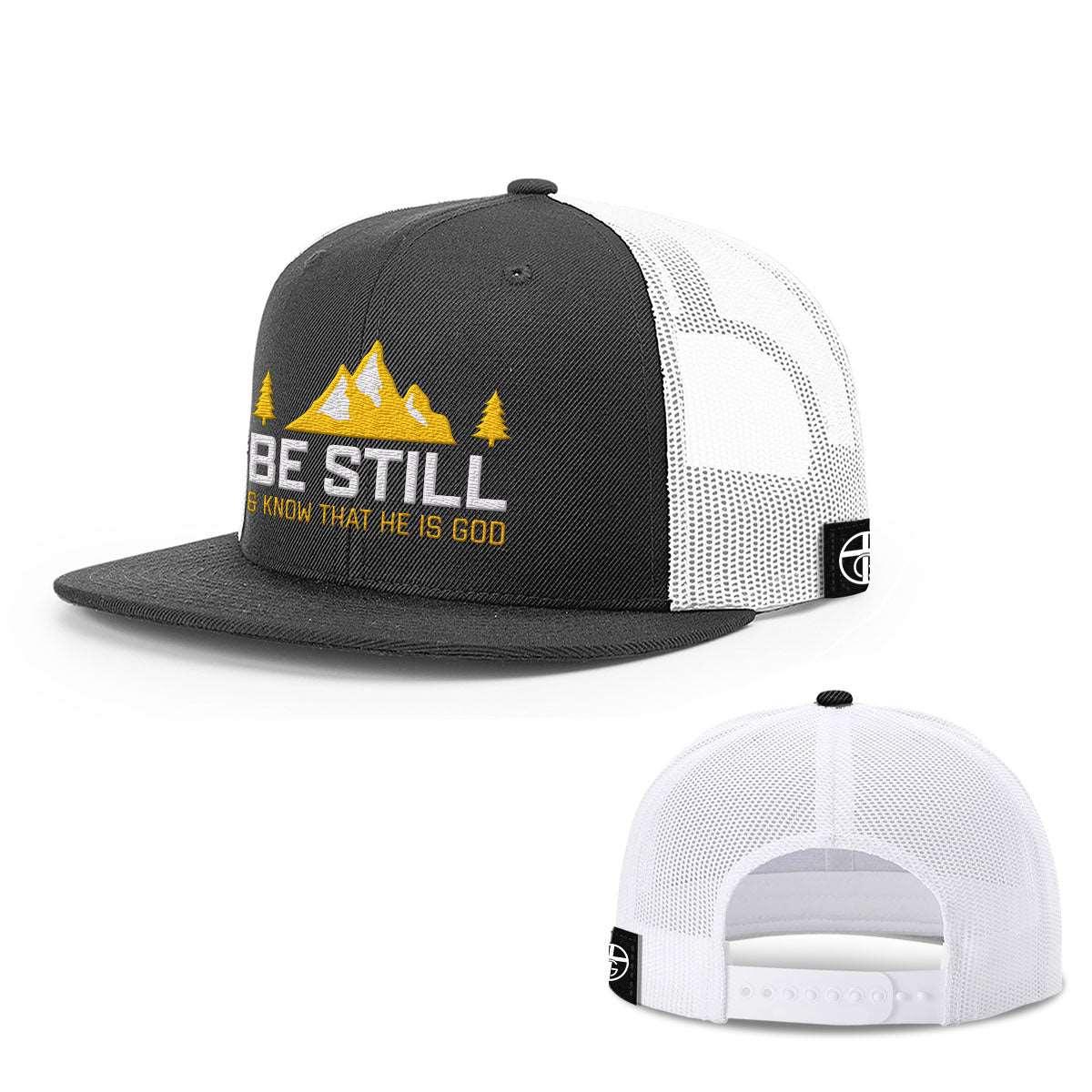 Our True God Hat Snapback Flatbill / Black and White / One Size Be Still And Know That He Is God Hats