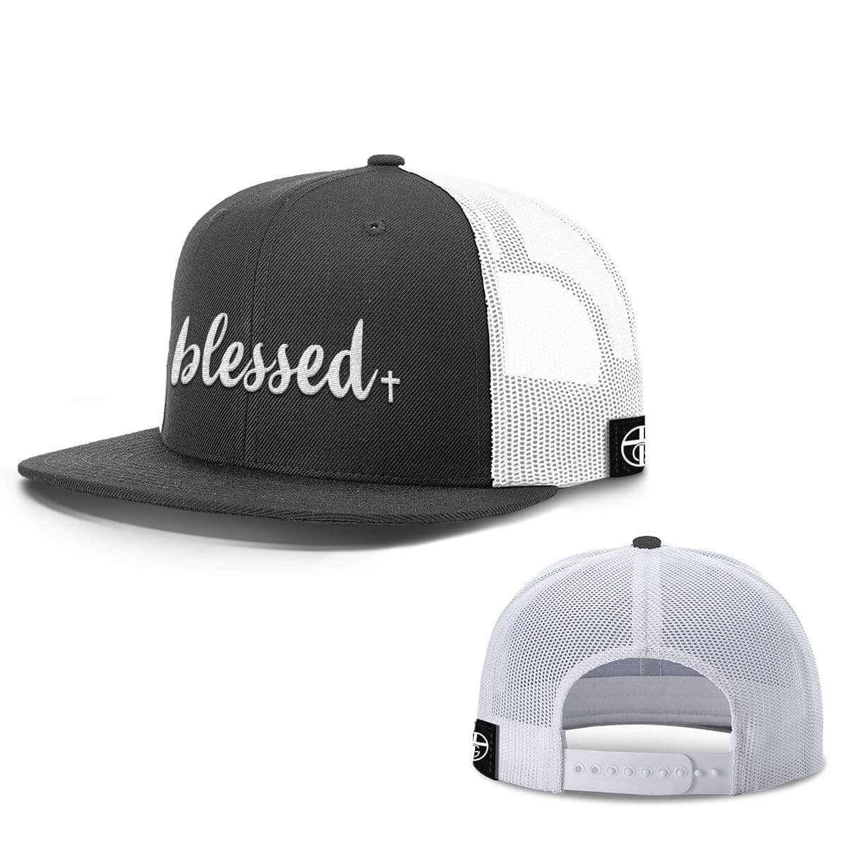 Our True God Hat Snapback Flatbill / Black and White / One Size Blessed Cross Hats