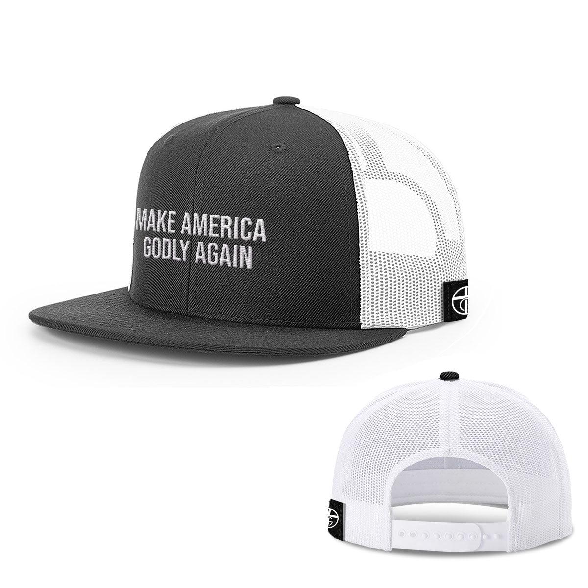 Our True God Hat Snapback Flatbill / Black and White / One Size Make America Godly Again Hats