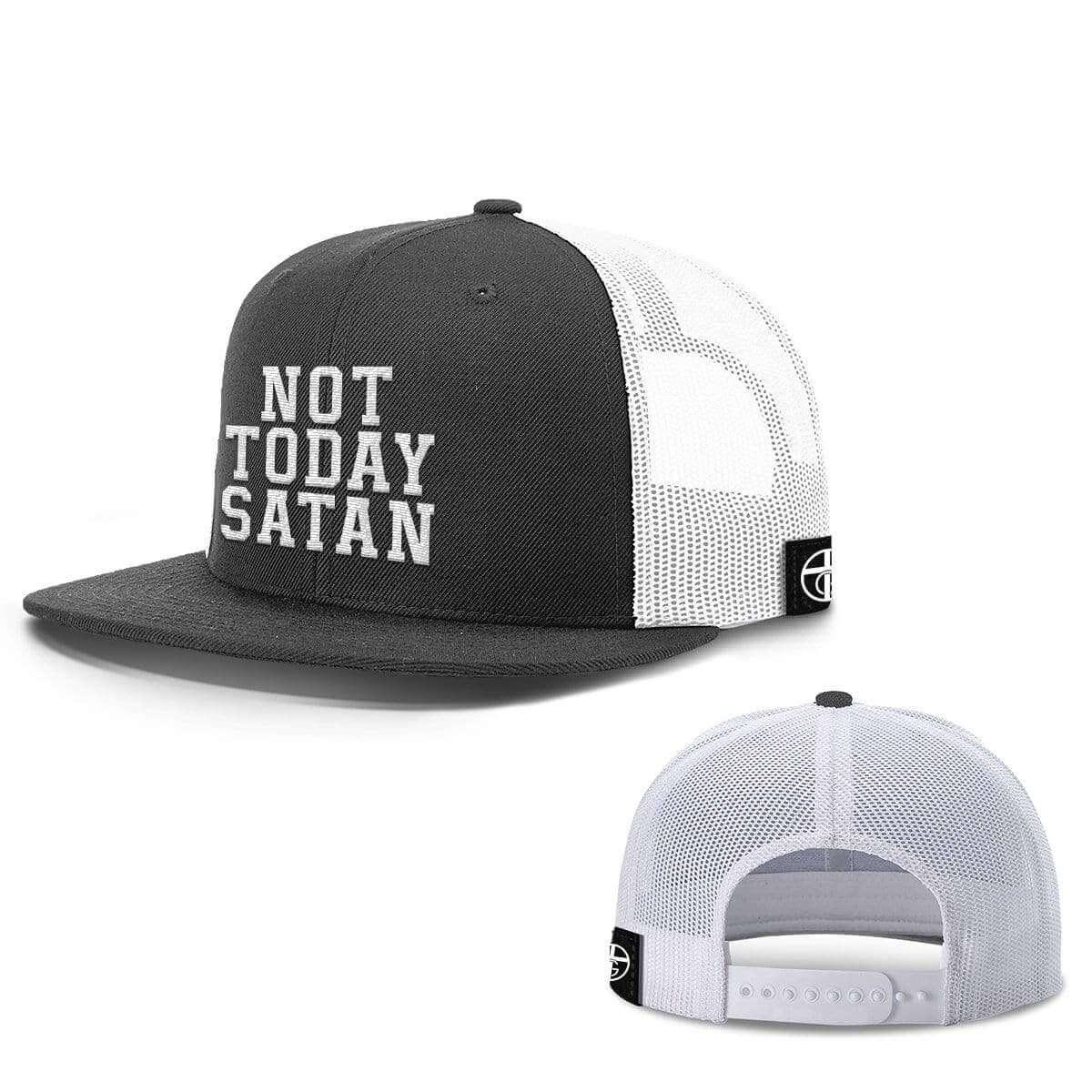 Our True God Hat Snapback Flatbill / Black and White / One Size Not Today Satan Hats