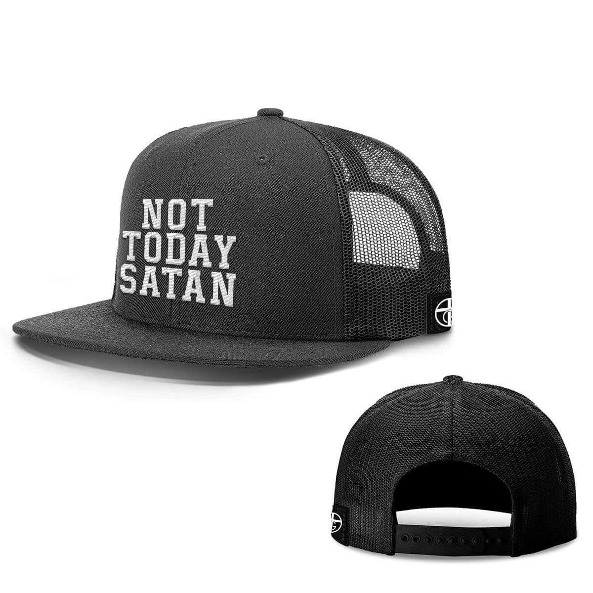 Our True God Hat Snapback Flatbill / Full Black / One Size Not Today Satan Hats