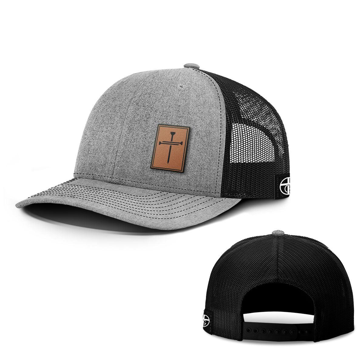 Our True God Hat Snapback / Heather and Black / One Size 3 Nail Cross Leather Patch Hats