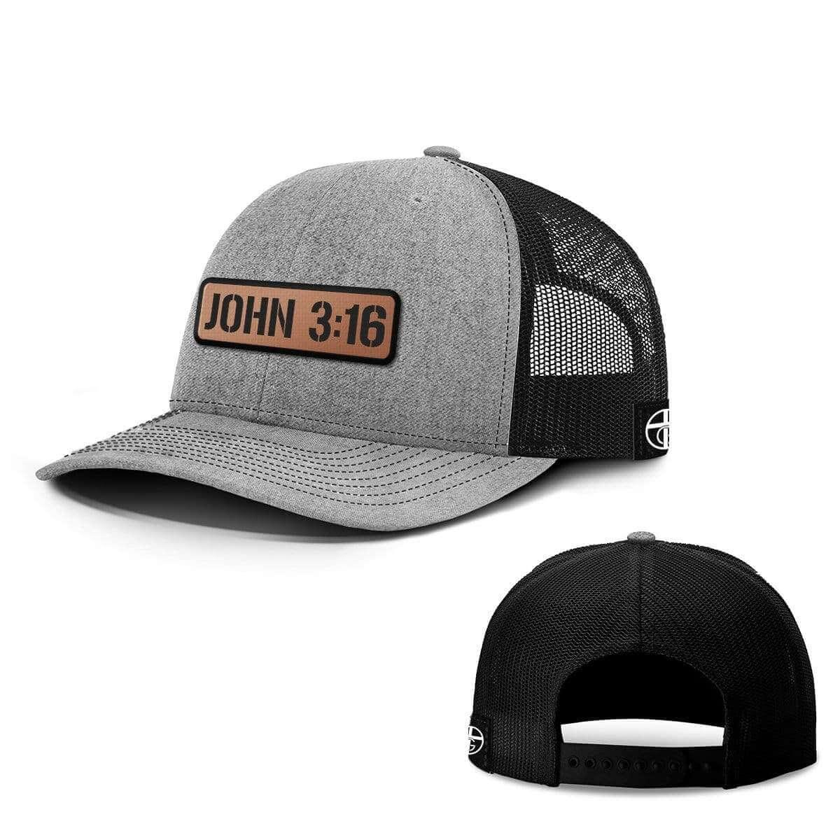 Our True God Hat Snapback / Heather and Black / One Size John 3:16 Leather Patch Hats