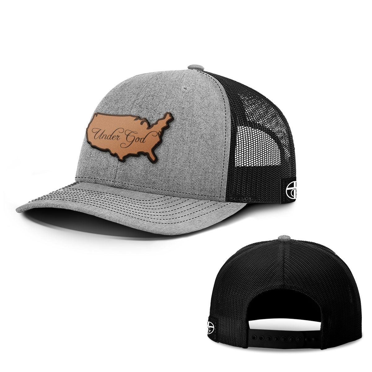 Our True God Hat Snapback / Heather and Black / One Size Under God Leather Patch Hats