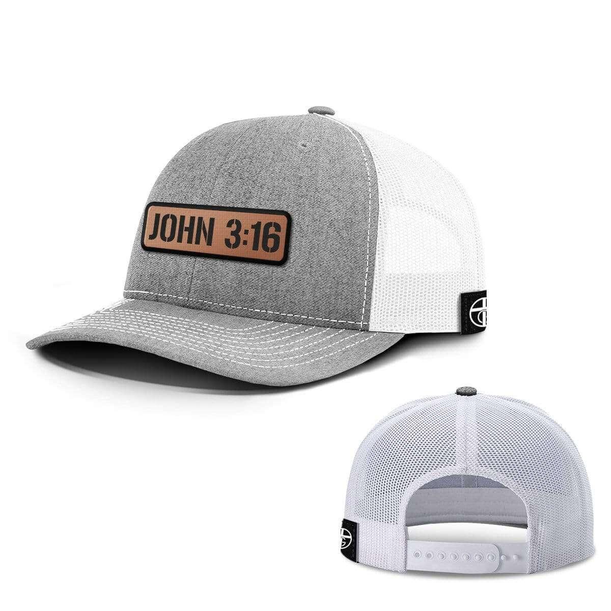 Our True God Hat Snapback / Heather and White / One Size John 3:16 Leather Patch Hats