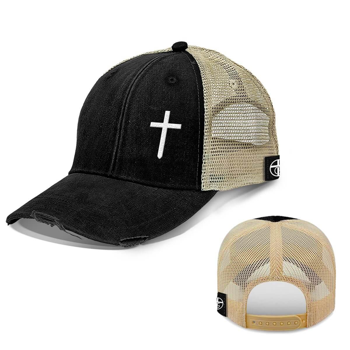 SunFrog Solutions Hat Trucker / Black / One Size Cross Lower Left Trucker Hats