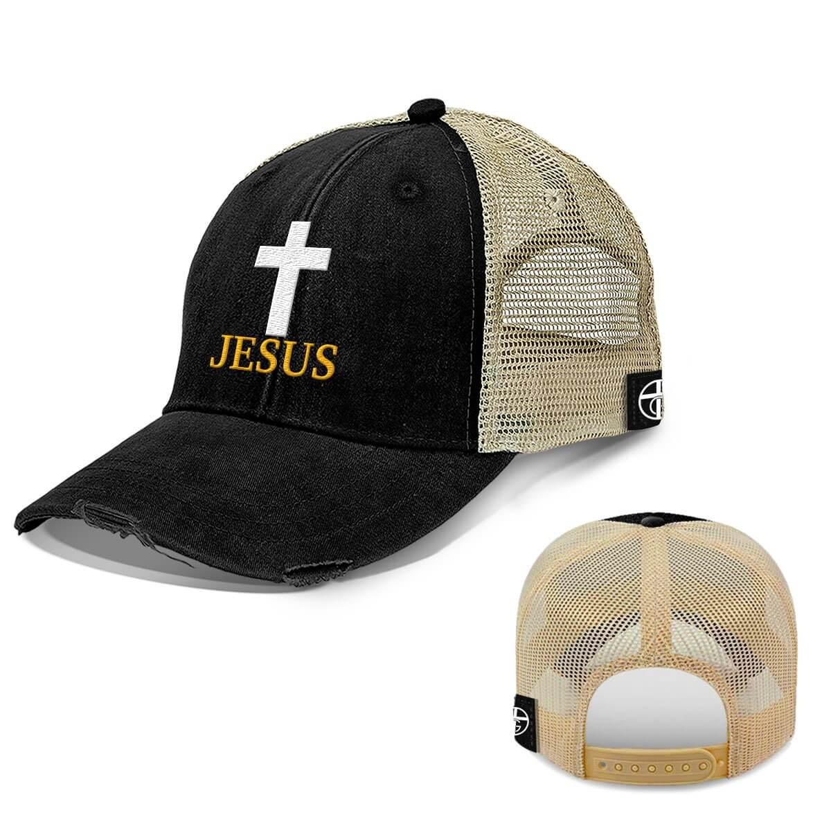 SunFrog Solutions Hat Trucker / Black / One Size Jesus Cross Trucker Hats